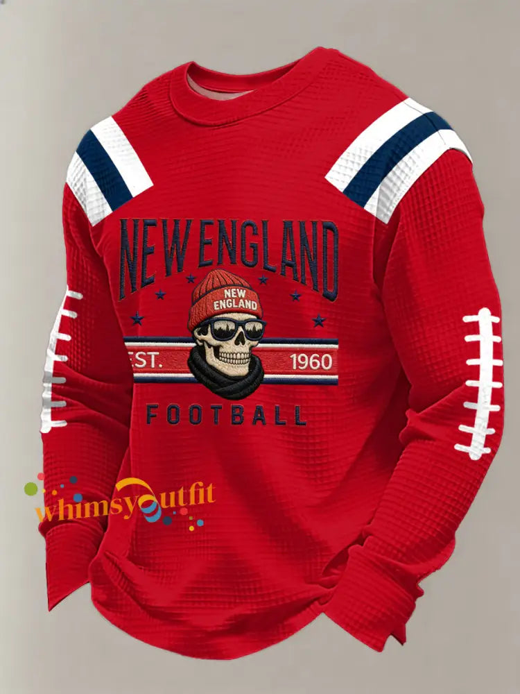 Men’s Football Fans Gameday Casual Waffle Long Sleeve T-Shirt Red / S