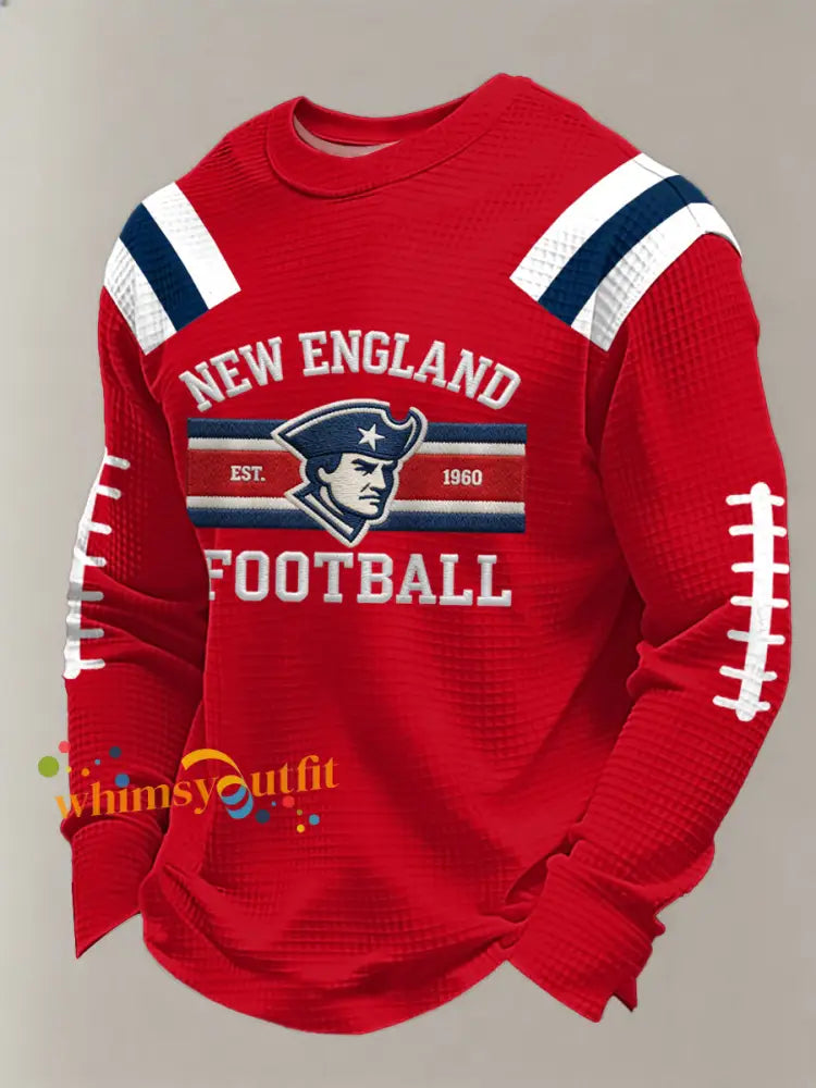 Men’s Football Fans Gameday Casual Waffle Long Sleeve T-Shirt Red / S