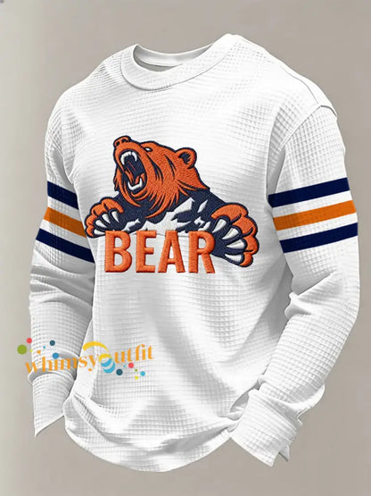 Men’s Football Fans Gameday Casual Waffle Long Sleeve T-Shirt White / S