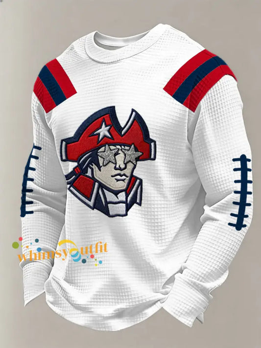 Men’s Football Fans Gameday Casual Waffle Long Sleeve T-Shirt White / S