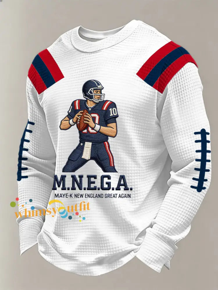 Men’s Football Fans Gameday Casual Waffle Long Sleeve T-Shirt White / S