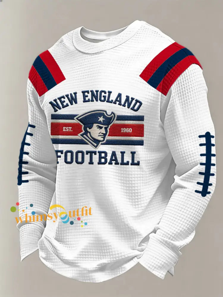 Men’s Football Fans Gameday Casual Waffle Long Sleeve T-Shirt White / S