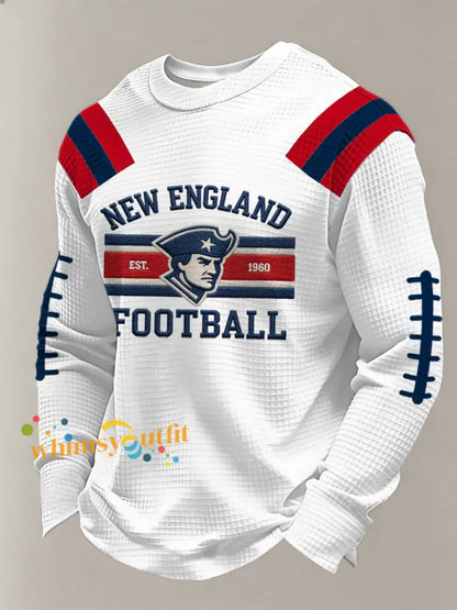 Men’s Football Fans Gameday Casual Waffle Long Sleeve T-Shirt White / S