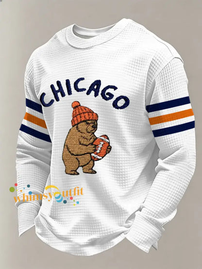 Men’s Football Fans Gameday Casual Waffle Long Sleeve T-Shirt White / S