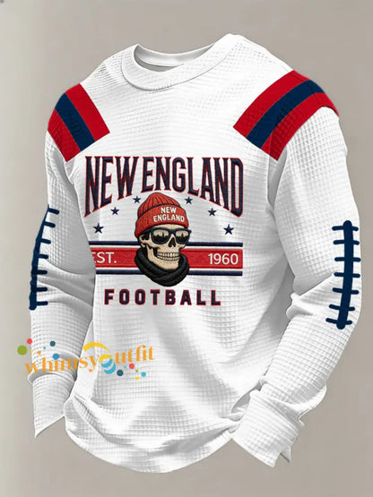 Men’s Football Fans Gameday Casual Waffle Long Sleeve T-Shirt White / S