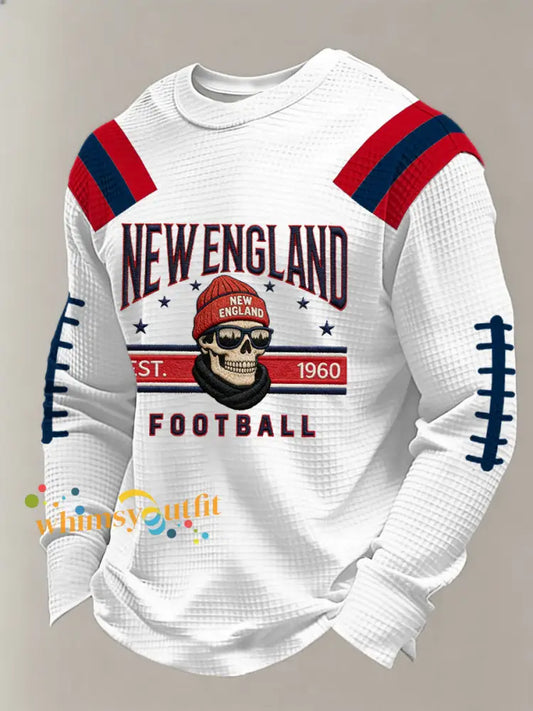 Men’s Football Fans Gameday Casual Waffle Long Sleeve T-Shirt White / S
