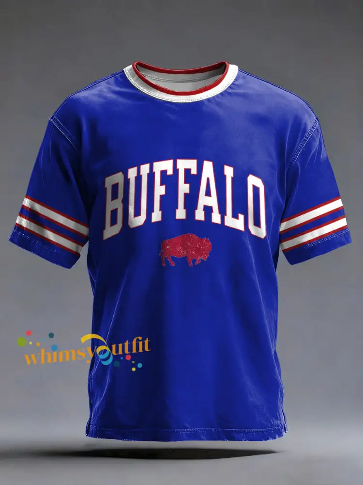 Men’s Football Fans Gameday Print Casual Tee Navy Blue / S