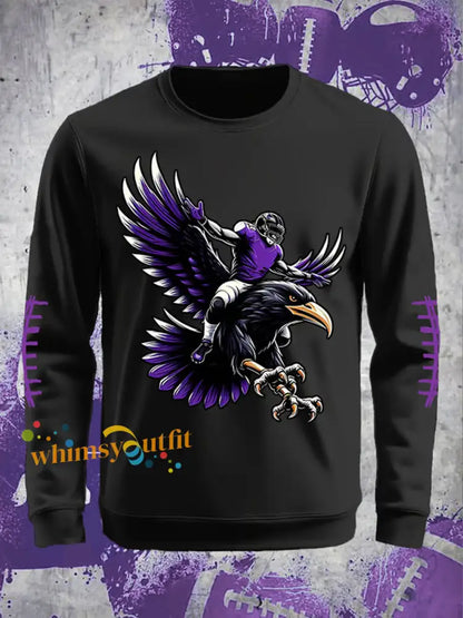Men’s Football Fans Lovers Gameday Casual Crew Neck Sweatshirt Black / S