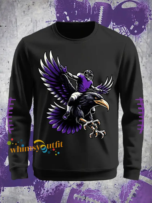 Men’s Football Fans Lovers Gameday Casual Crew Neck Sweatshirt Black / S