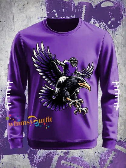 Men’s Football Fans Lovers Gameday Casual Crew Neck Sweatshirt Purple / S