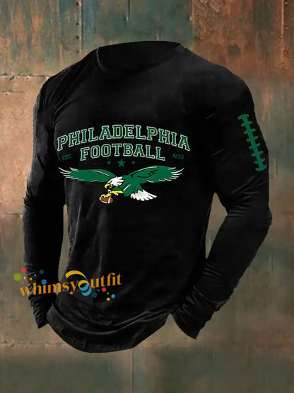 Men’s Football Fans Lovers Gameday Casual Long Sleeve T-shirt Black / S