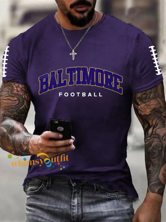 Men’s Football Fans Lovers Gameday Casual Short Sleeve T shirt Deep Purple / S