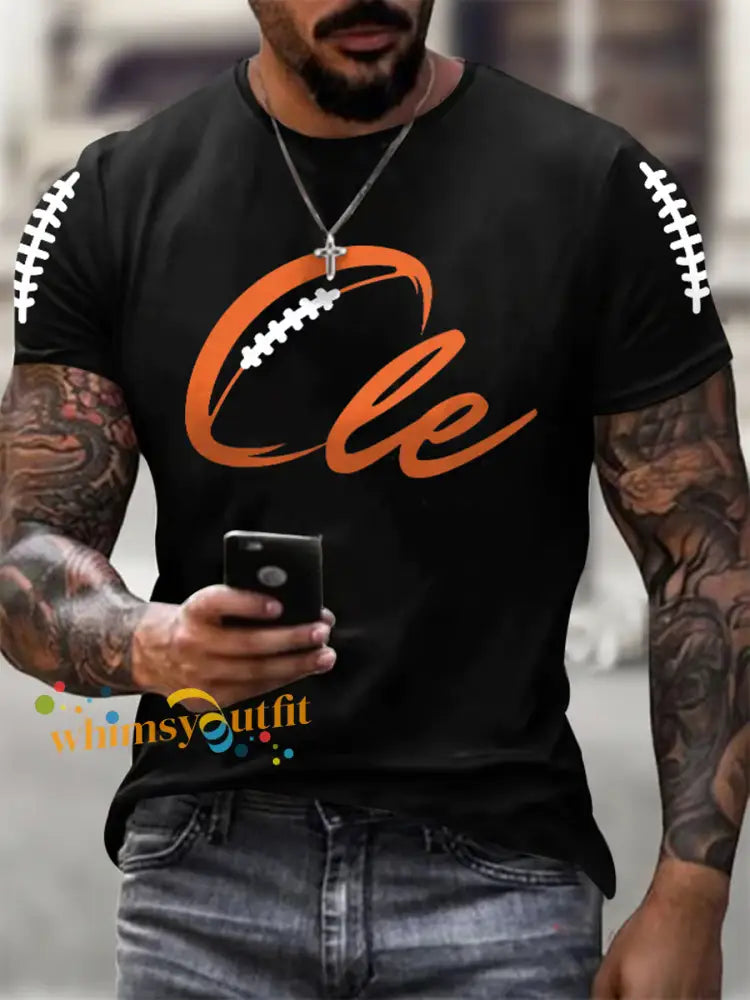 Men’s Football Fans Lovers Gameday Casual short sleeves t shirt Black / S