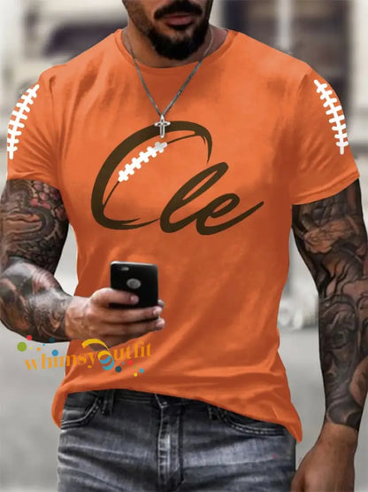 Men’s Football Fans Lovers Gameday Casual short sleeves t shirt Orange / S