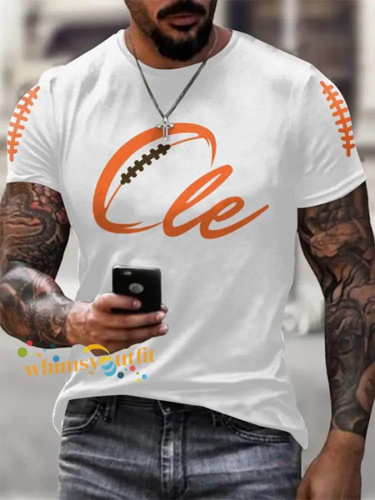 Men’s Football Fans Lovers Gameday Casual short sleeves t shirt White / S