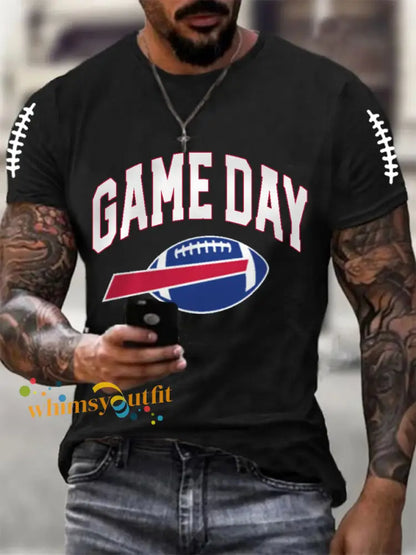 Men’s Football Fans Lovers Gameday Casual Tee Black / S