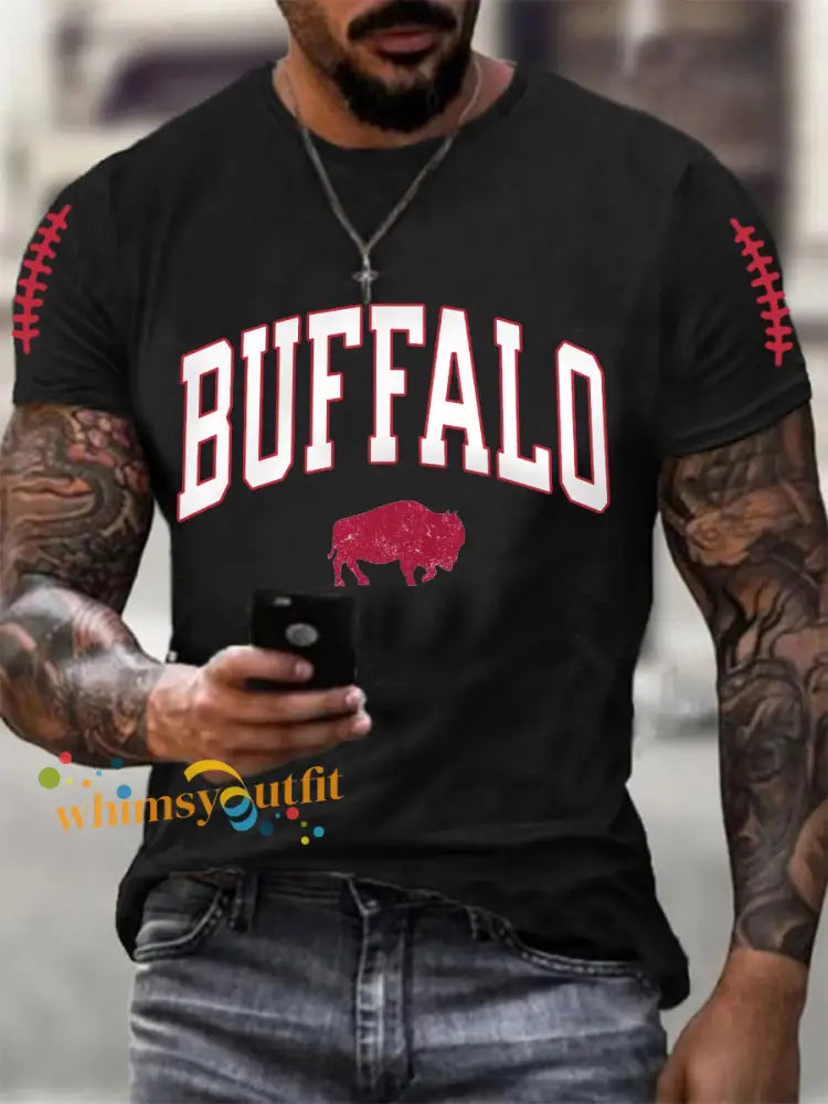 Men’s Football Fans Lovers Gameday Casual Tee Black / S