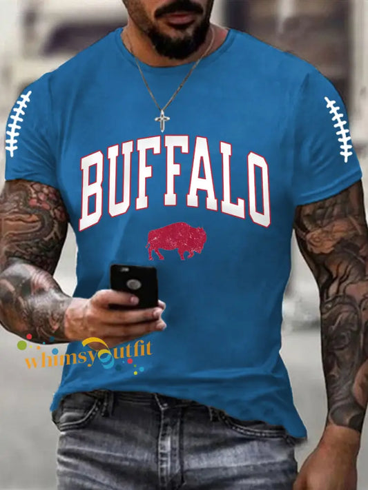 Men’s Football Fans Lovers Gameday Casual Tee Blue / S
