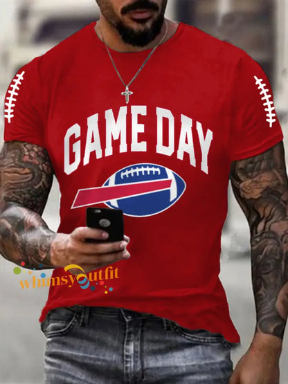 Men’s Football Fans Lovers Gameday Casual Tee Pure Red / S