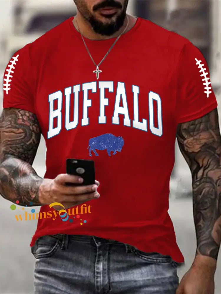 Men’s Football Fans Lovers Gameday Casual Tee Pure Red / S