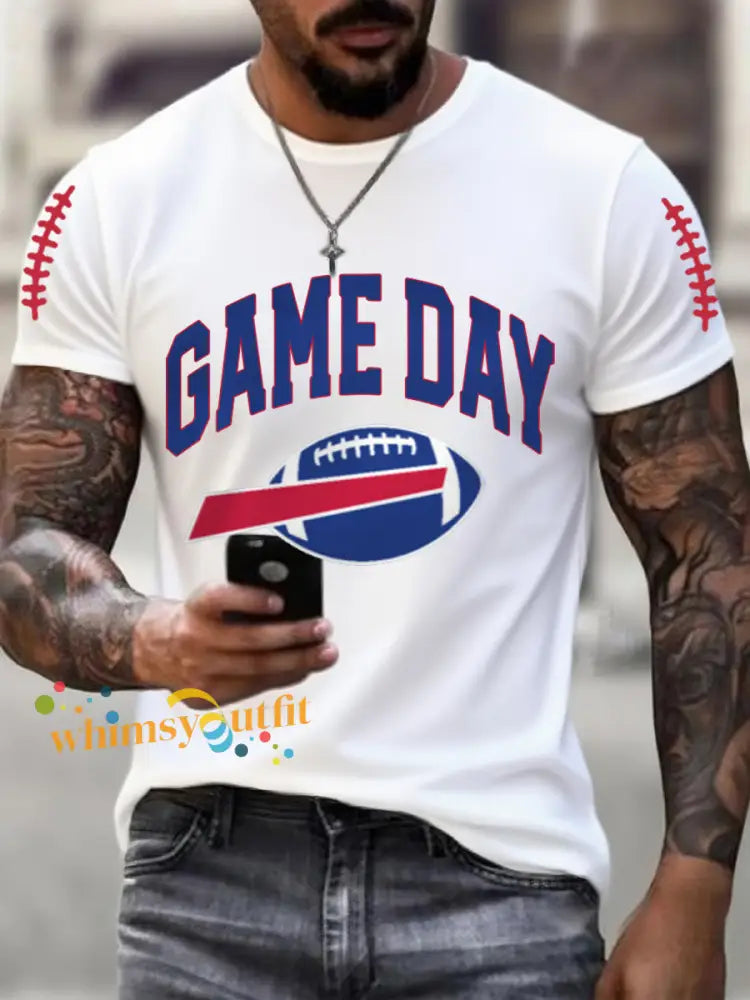 Men’s Football Fans Lovers Gameday Casual Tee White / S