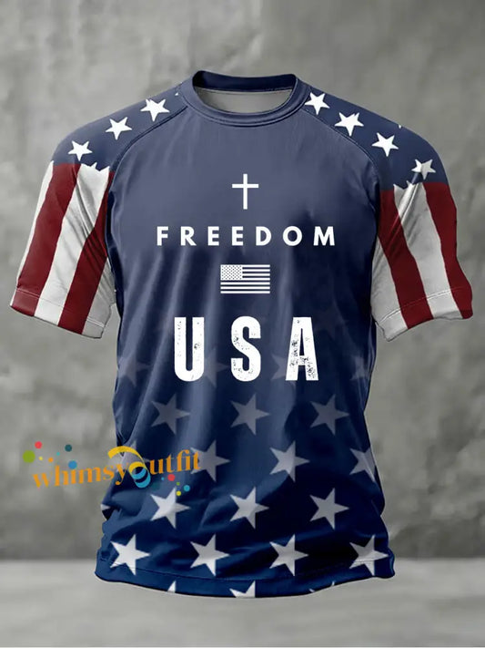 Men’s Freedom 250th Anniversary Printed Casual T-Shirt Navy Blue / S