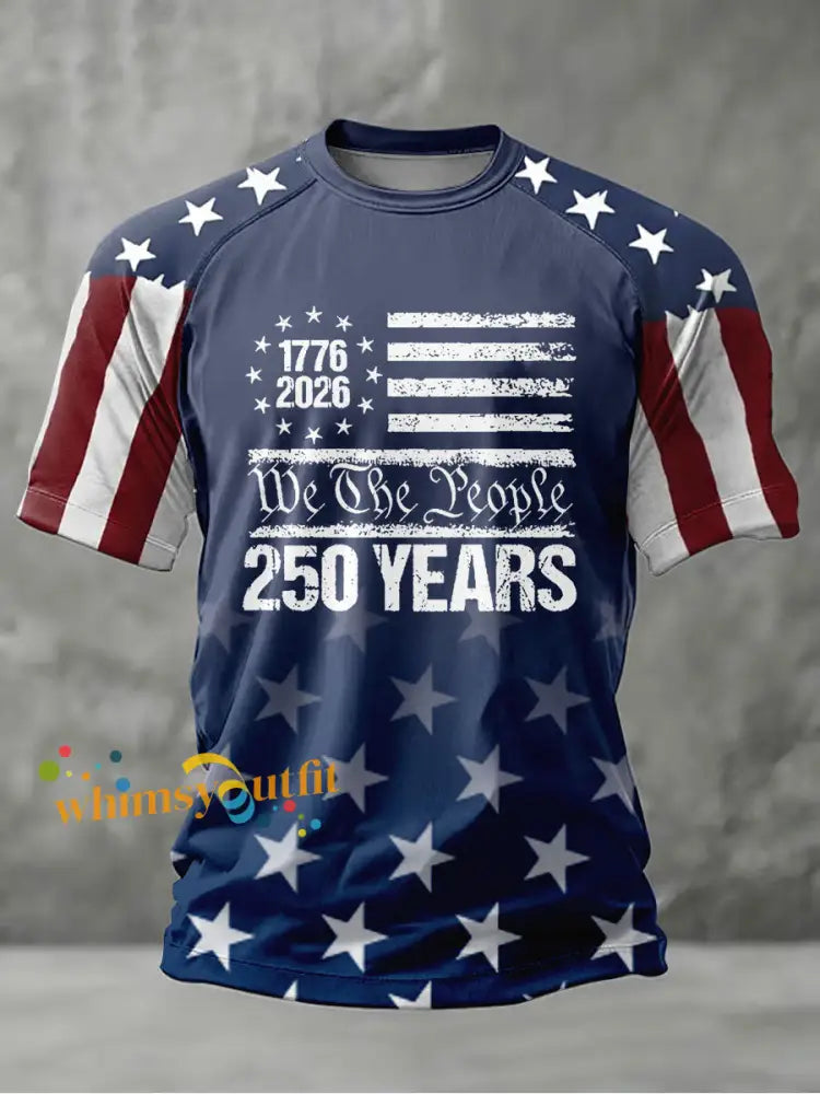 Men’s Freedom 250th Anniversary Printed Casual T-Shirt Navy Blue / S