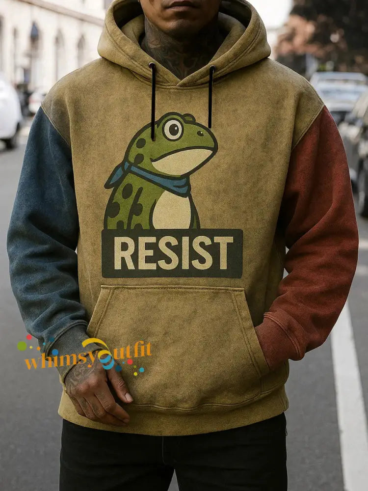 Men’s Frog Resist Oversized Drop-Shoulder Hoodie With Pockets As picture / S