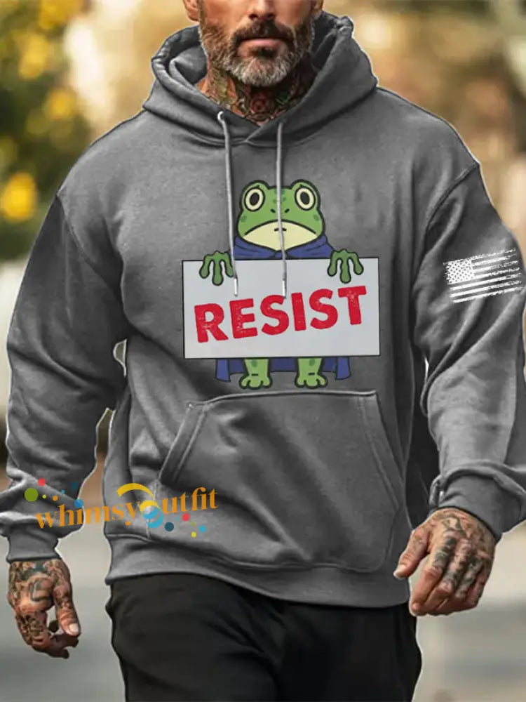 Men’s Frog Resist Printed Hoodie Gray / S