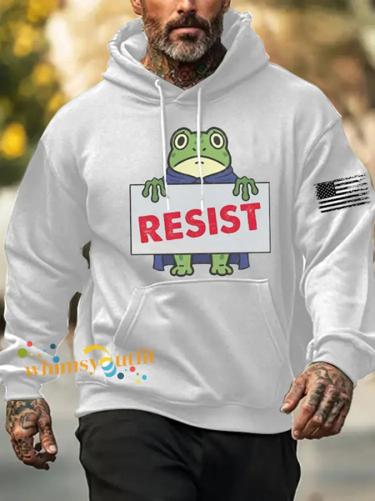 Men’s Frog Resist Printed Hoodie White / S