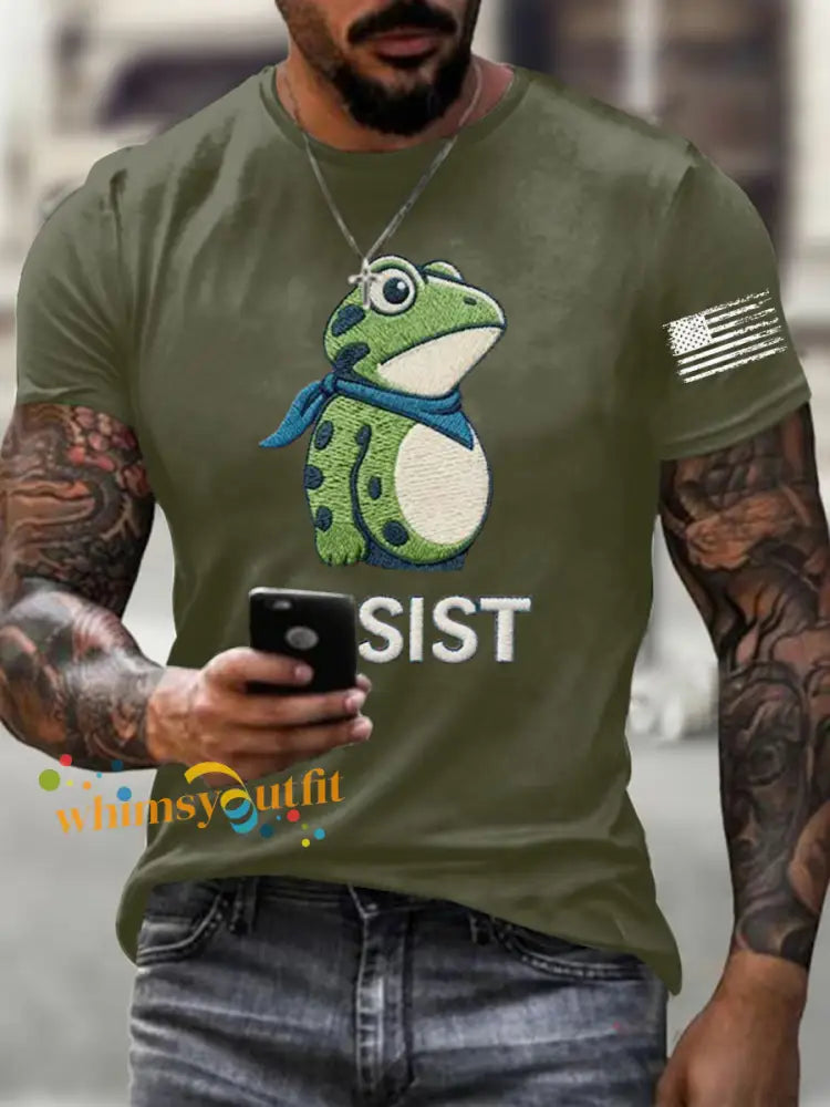 Men’s Frog Resist Printed T-Shirt Army Green / S