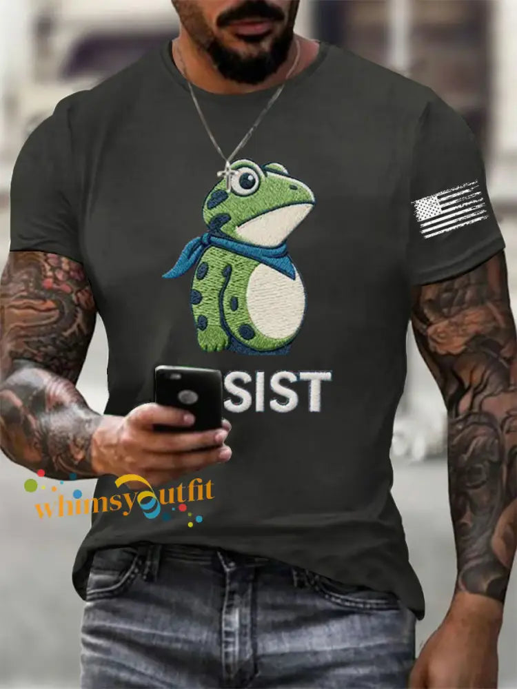 Men’s Frog Resist Printed T-Shirt Dark Gray / S
