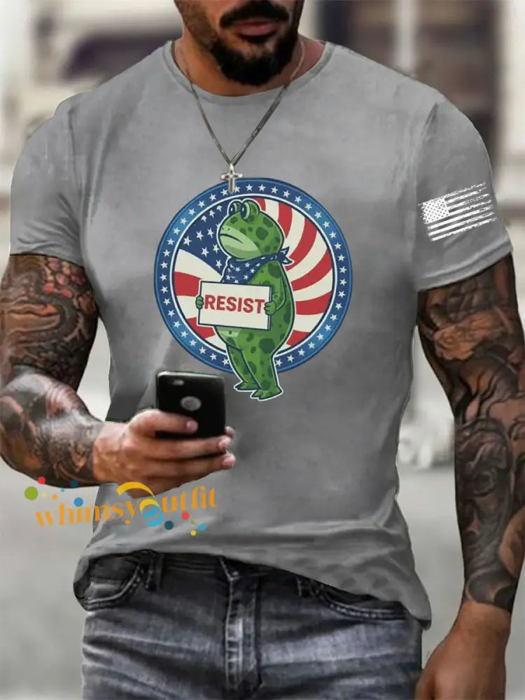 Men’s Frog Resist Printed T-Shirt Light Gray / S