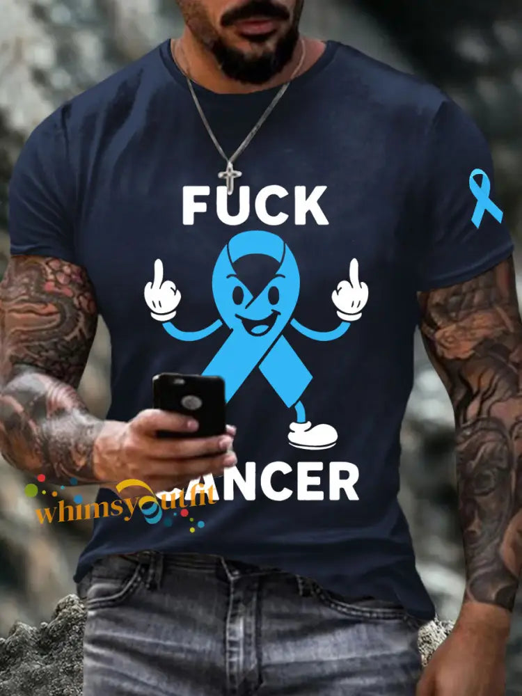 Men’s fuck cancer t shirts Navy Blue / S