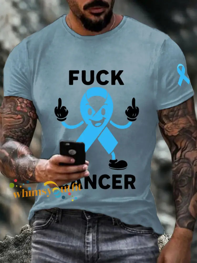 Men’s fuck cancer t shirts Sky Blue / S