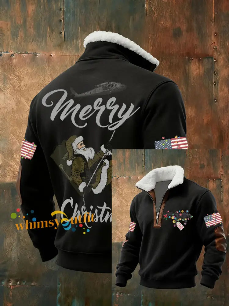 Men’s Funny Veteran Christmas Printed Tops Black / S