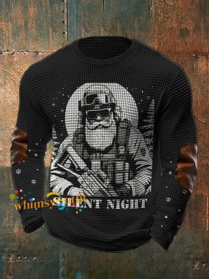 Men’s Funny Veteran Christmas Printed Waffle Tops Black / S