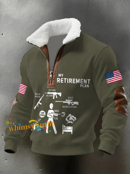 Men’s Funny Veteran Retirement Printed Hoodie Army Green / S