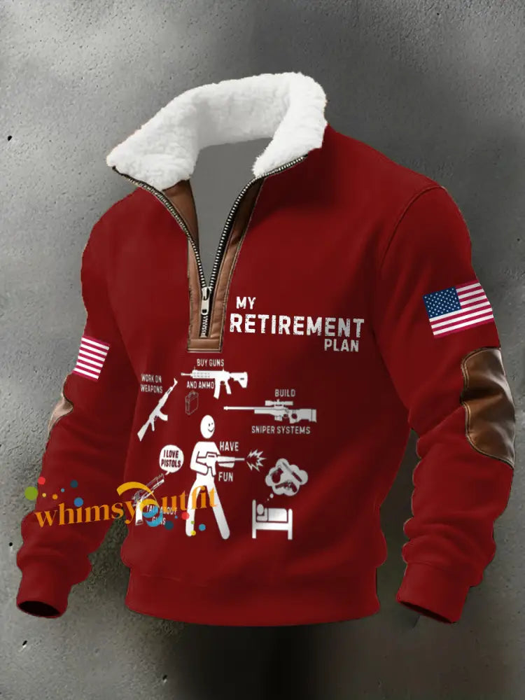 Men’s Funny Veteran Retirement Printed Hoodie Red / S