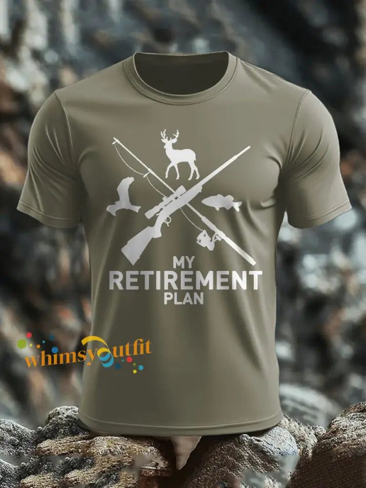 Men’s Funny Veteran Retirement Printed T-shirt Army Green / S