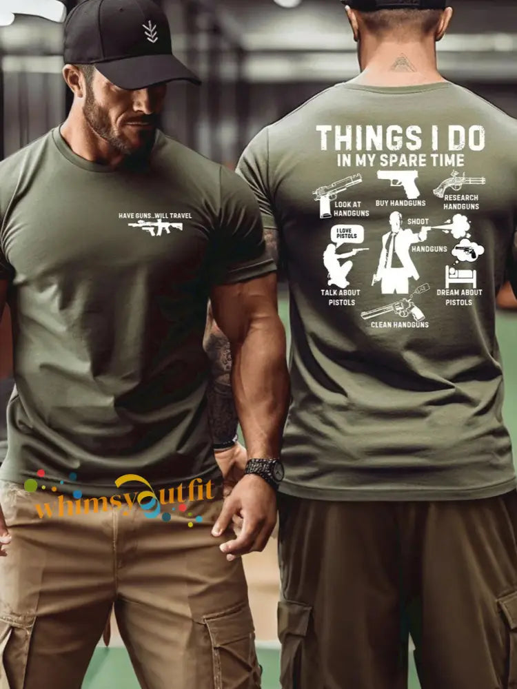 Men’s Funny Veteran Retirement Printed T-shirt Army Green / S