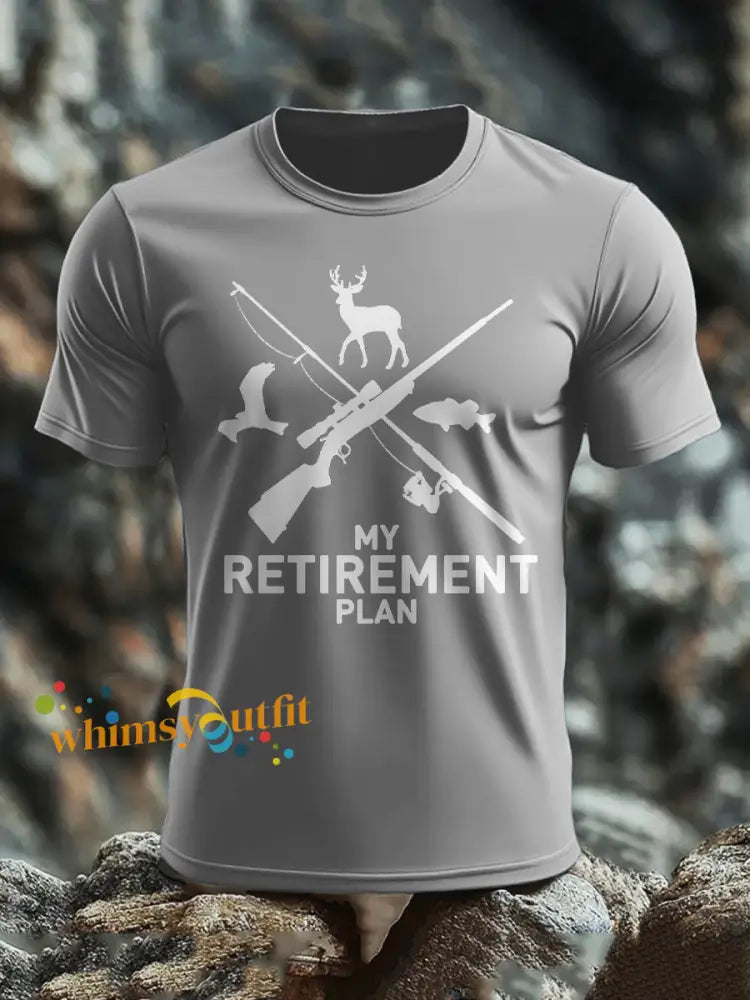 Men’s Funny Veteran Retirement Printed T-shirt Light Gray / S