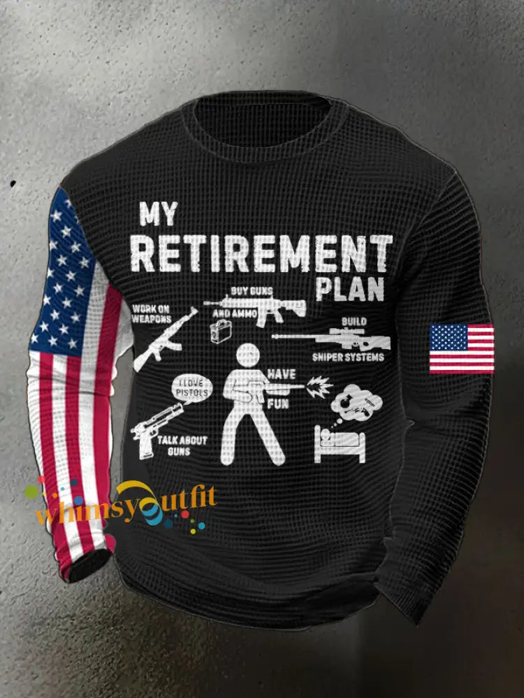 Men’s Funny Veteran Retirement Printed Waffle Tops Black / S
