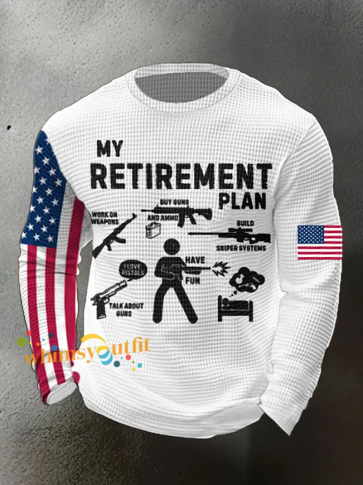 Men’s Funny Veteran Retirement Printed Waffle Tops White / S