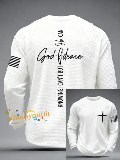 Men’s God Fidence Waffle Long Sleeve T-Shirt White / S