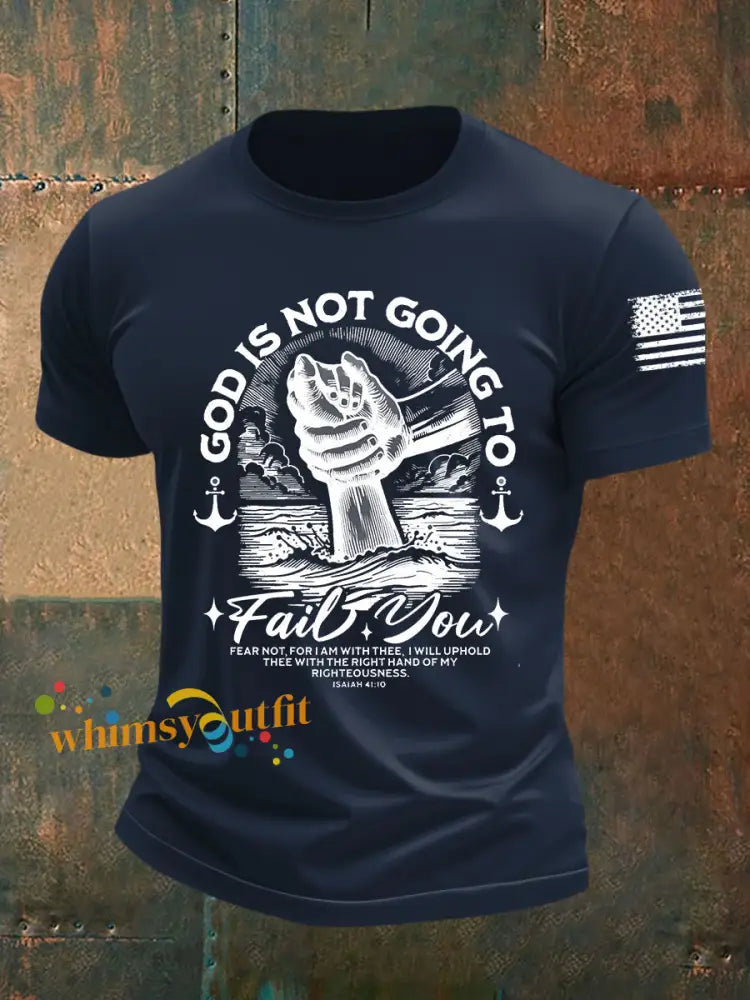 Men’s God Is Not Going To Fail You Short sleeved T shirt Navy Blue / S