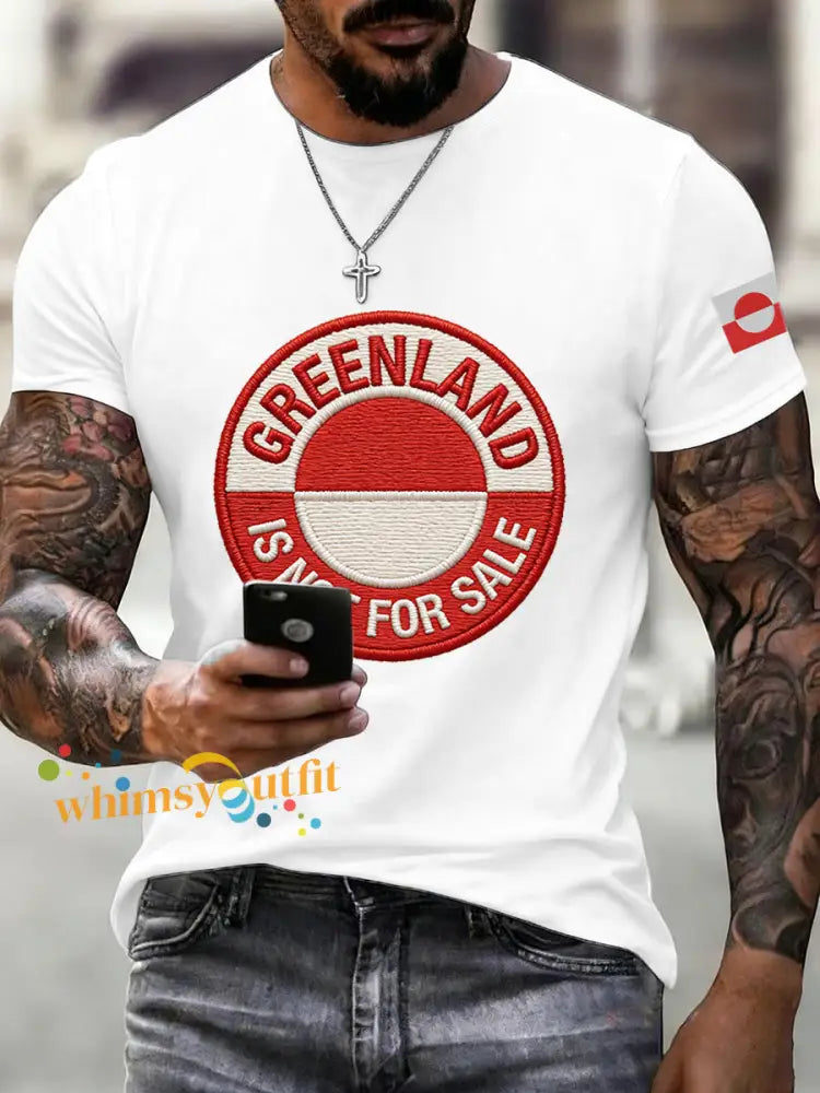 Men’s Greenland Is Not For Sale Embroidered T-Shirt White / S