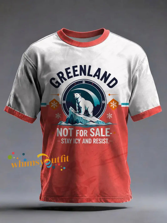 Men’s Greenland Is Not For Sale Printed Casual T-Shirt As picture / S