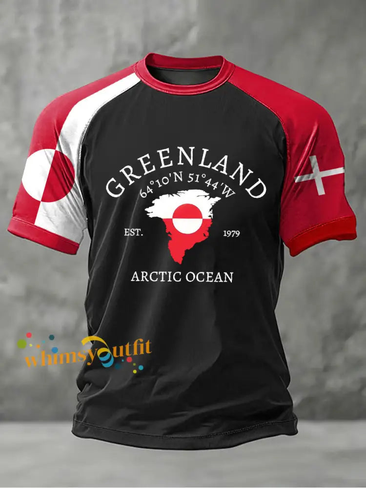 Men’s Greenland Printed Casual T-Shirt Black / S