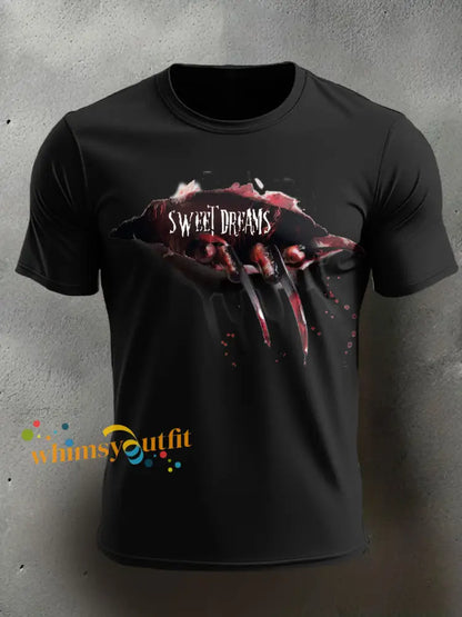 Men’s Halloween Horror Nightmare Printed T shirt Black / S